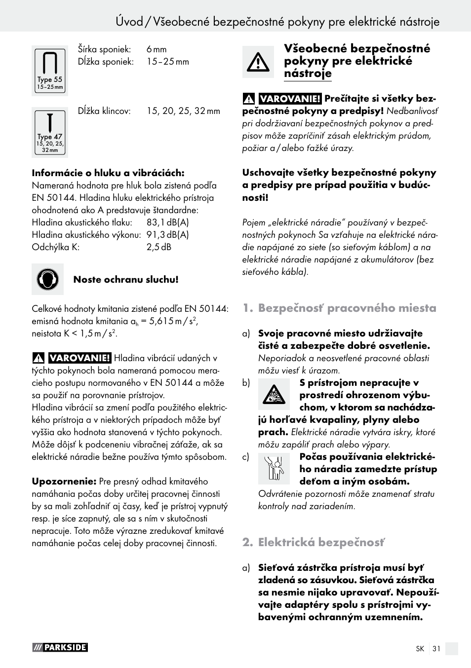 Bezpečnosť pracovného miesta, Elektrická bezpečnosť | Parkside PET 25 A1 User Manual | Page 31 / 45