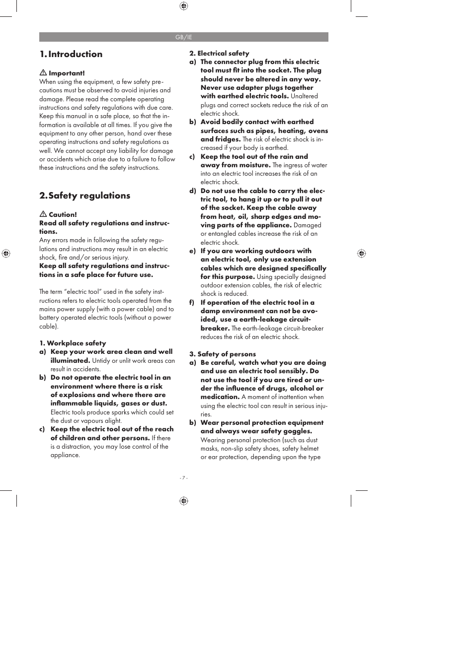 Introduction, Safety regulations | Parkside PFMR 1400 A1 User Manual | Page 7 / 18