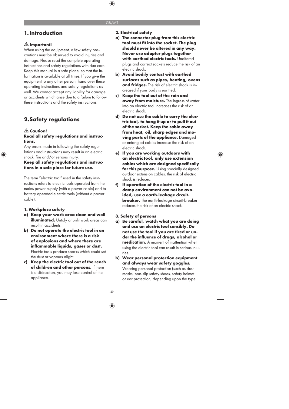 Introduction, Safety regulations | Parkside PFMR 1400 A1 User Manual | Page 29 / 50