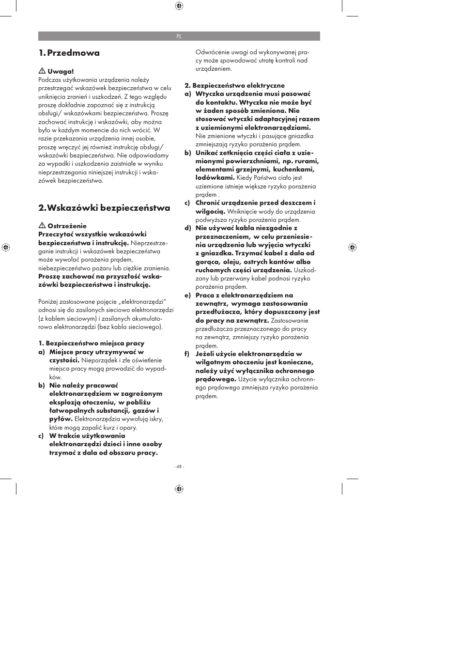 Przedmowa, Wskazówki bezpieczeństwa | Parkside PFMR 1400 A1 User Manual | Page 48 / 58