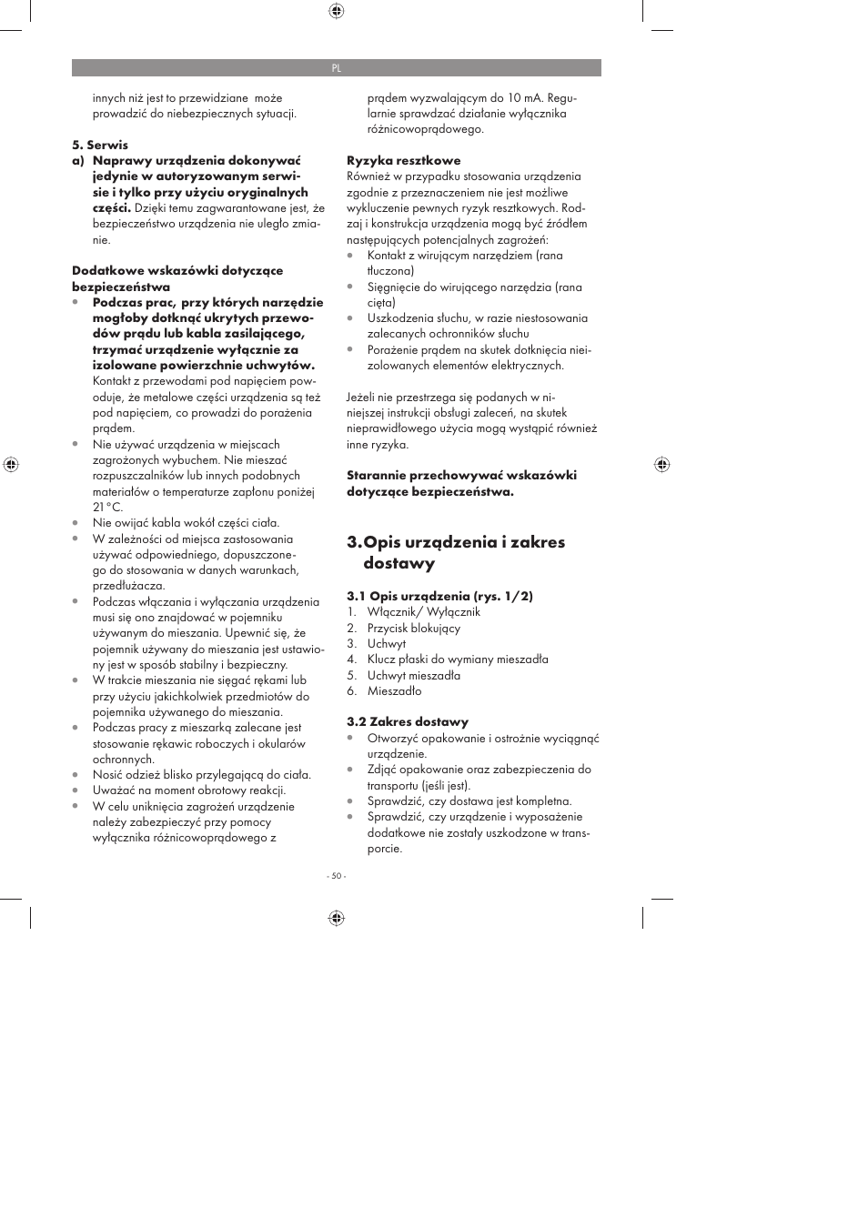 Opis urządzenia i zakres dostawy | Parkside PFMR 1400 A1 User Manual | Page 50 / 58