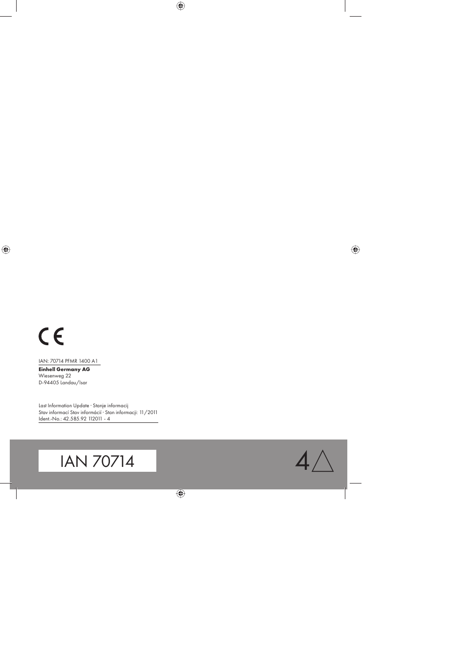 Parkside PFMR 1400 A1 User Manual | Page 58 / 58