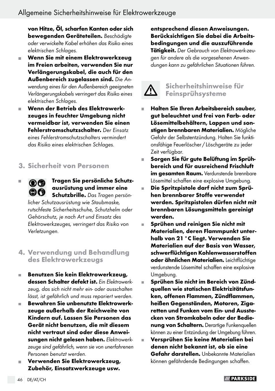 Parkside PFS 280 A1 User Manual | Page 46 / 52