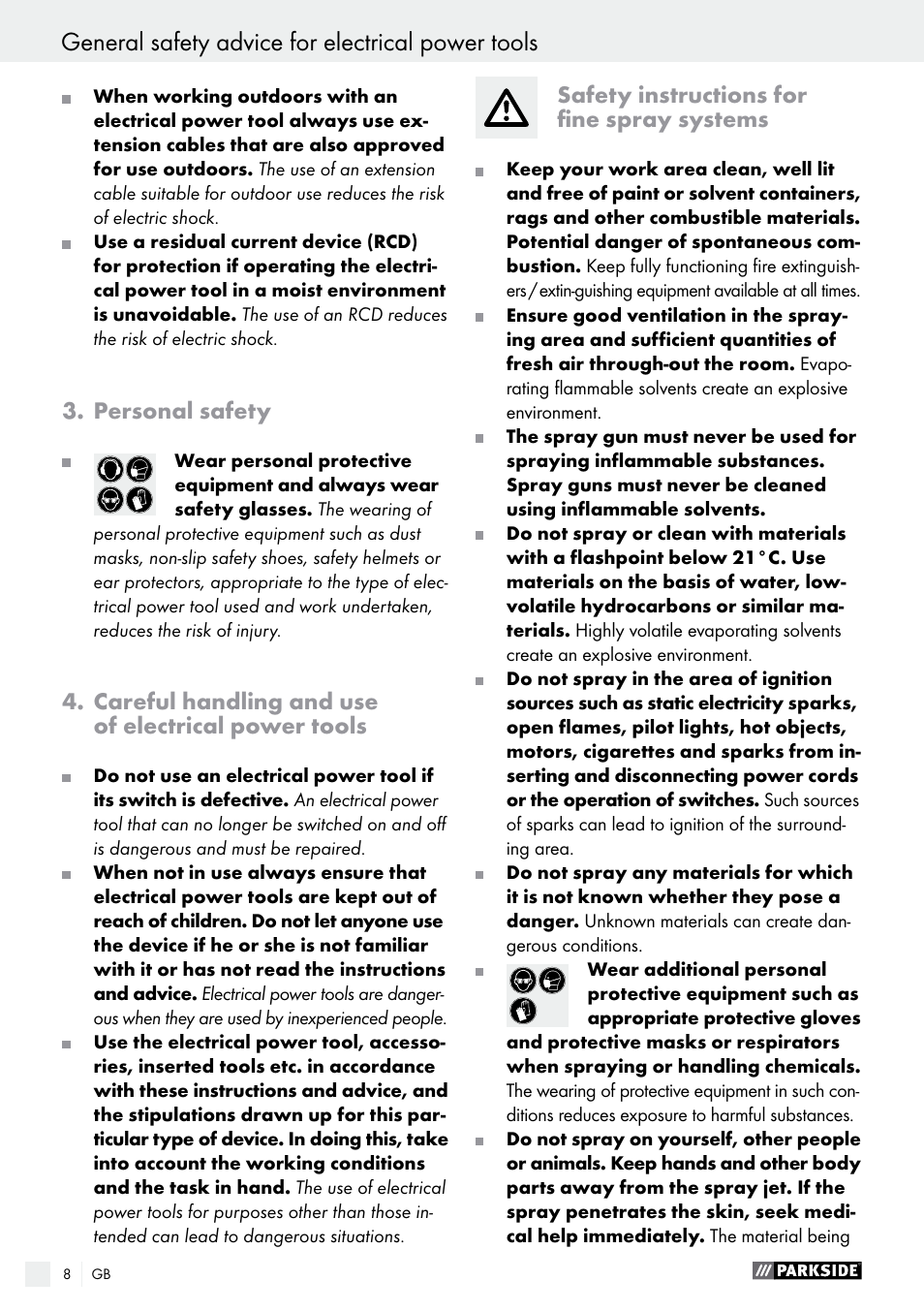 Parkside PFS 280 A1 User Manual | Page 8 / 68