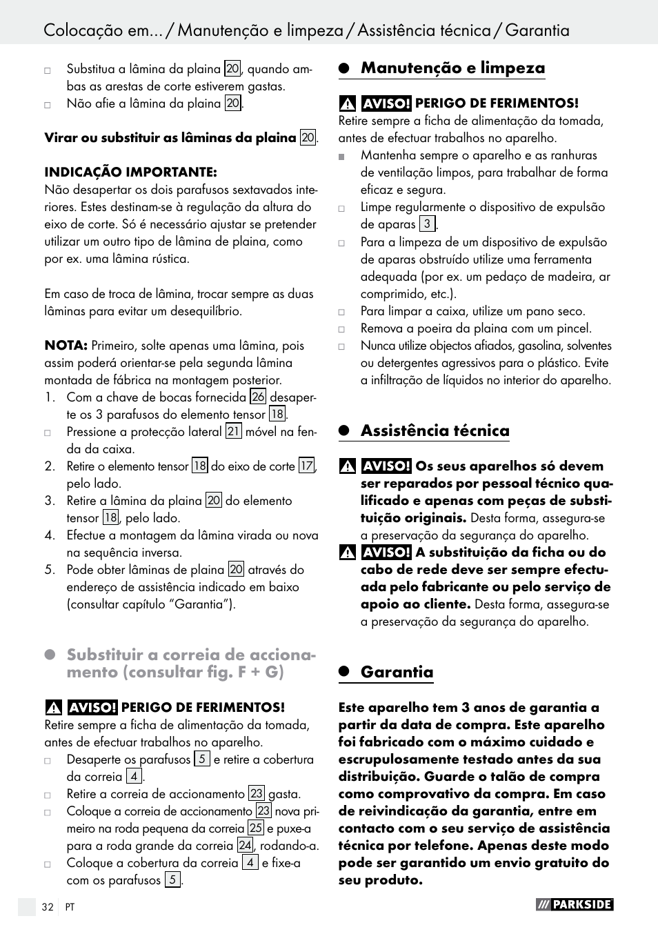 Manutenção e limpeza, Assistência técnica, Garantia | Parkside PEH 30 A1 User Manual | Page 32 / 55