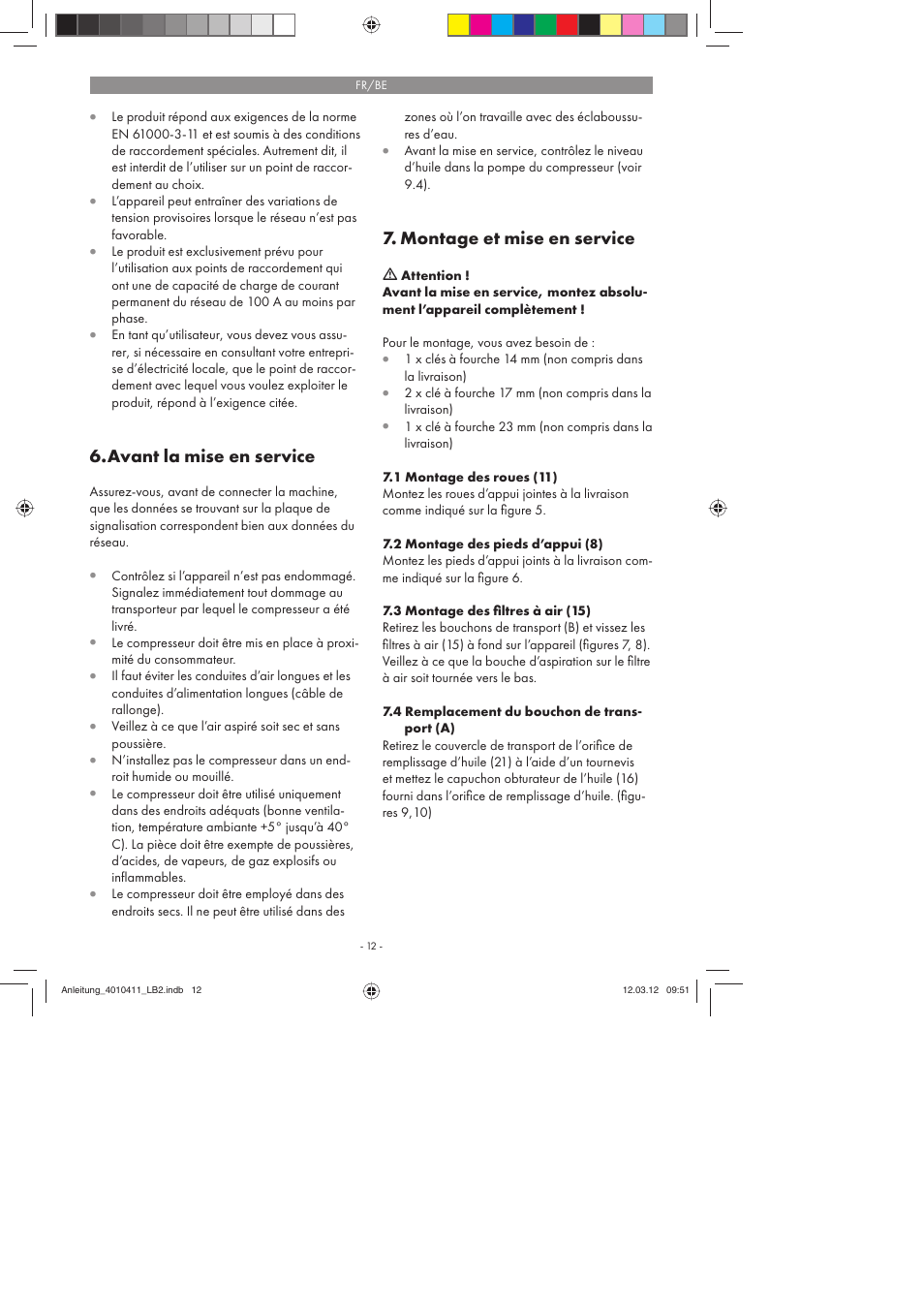 Avant la mise en service, Montage et mise en service | Parkside PKO 400 A1 User Manual | Page 12 / 62