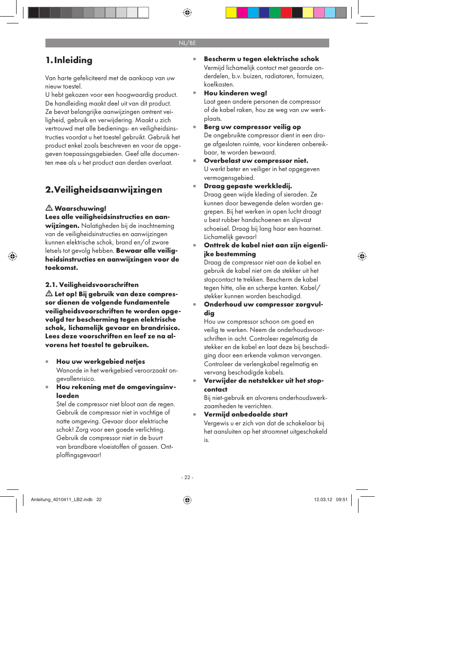 Inleiding, Veiligheidsaanwijzingen | Parkside PKO 400 A1 User Manual | Page 22 / 62