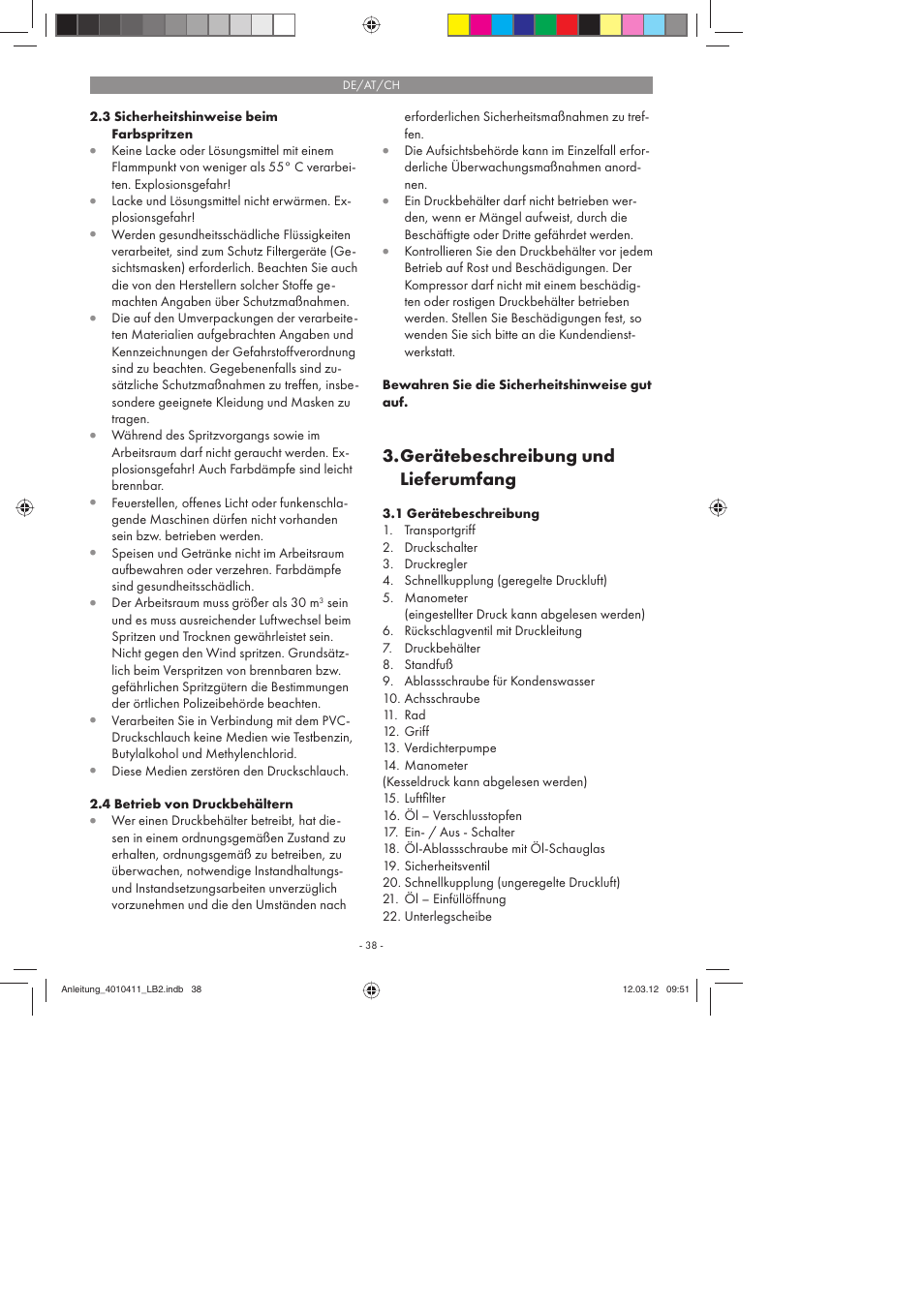 Gerätebeschreibung und lieferumfang | Parkside PKO 400 A1 User Manual | Page 38 / 62