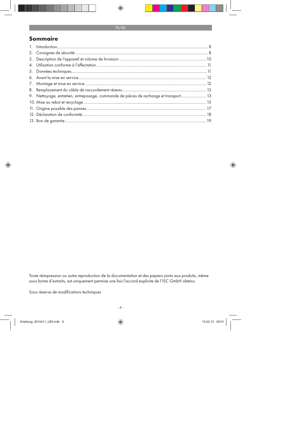 Sommaire | Parkside PKO 400 A1 User Manual | Page 6 / 62