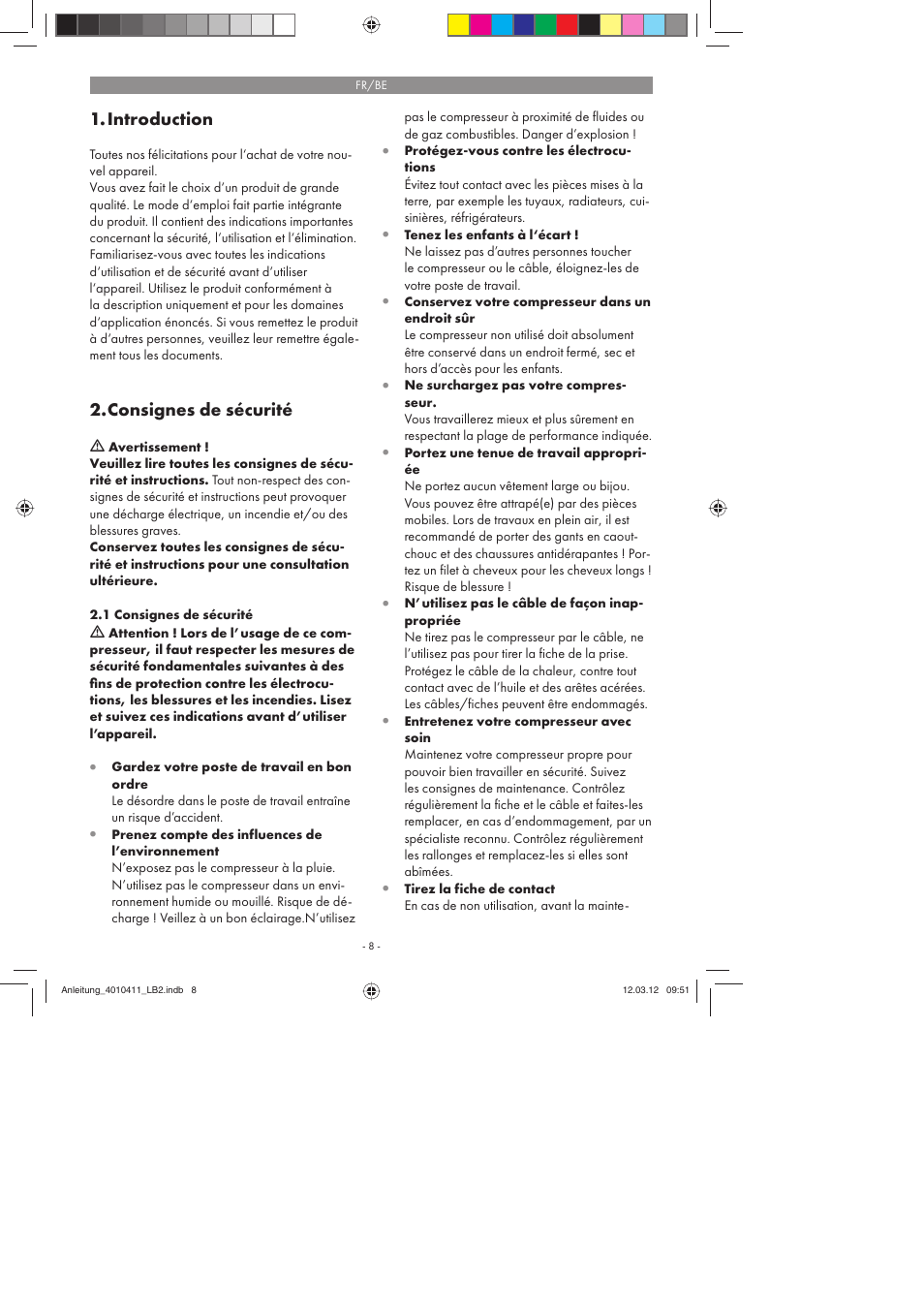 Introduction, Consignes de sécurité | Parkside PKO 400 A1 User Manual | Page 8 / 62
