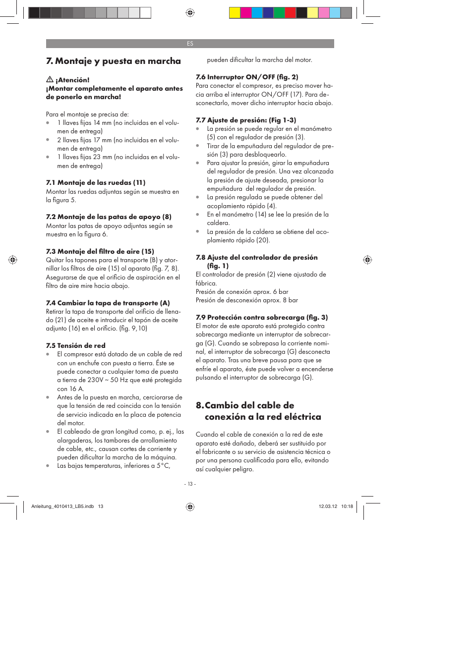 Montaje y puesta en marcha, Cambio del cable de conexión a la red eléctrica | Parkside PKO 400 A1 User Manual | Page 13 / 78