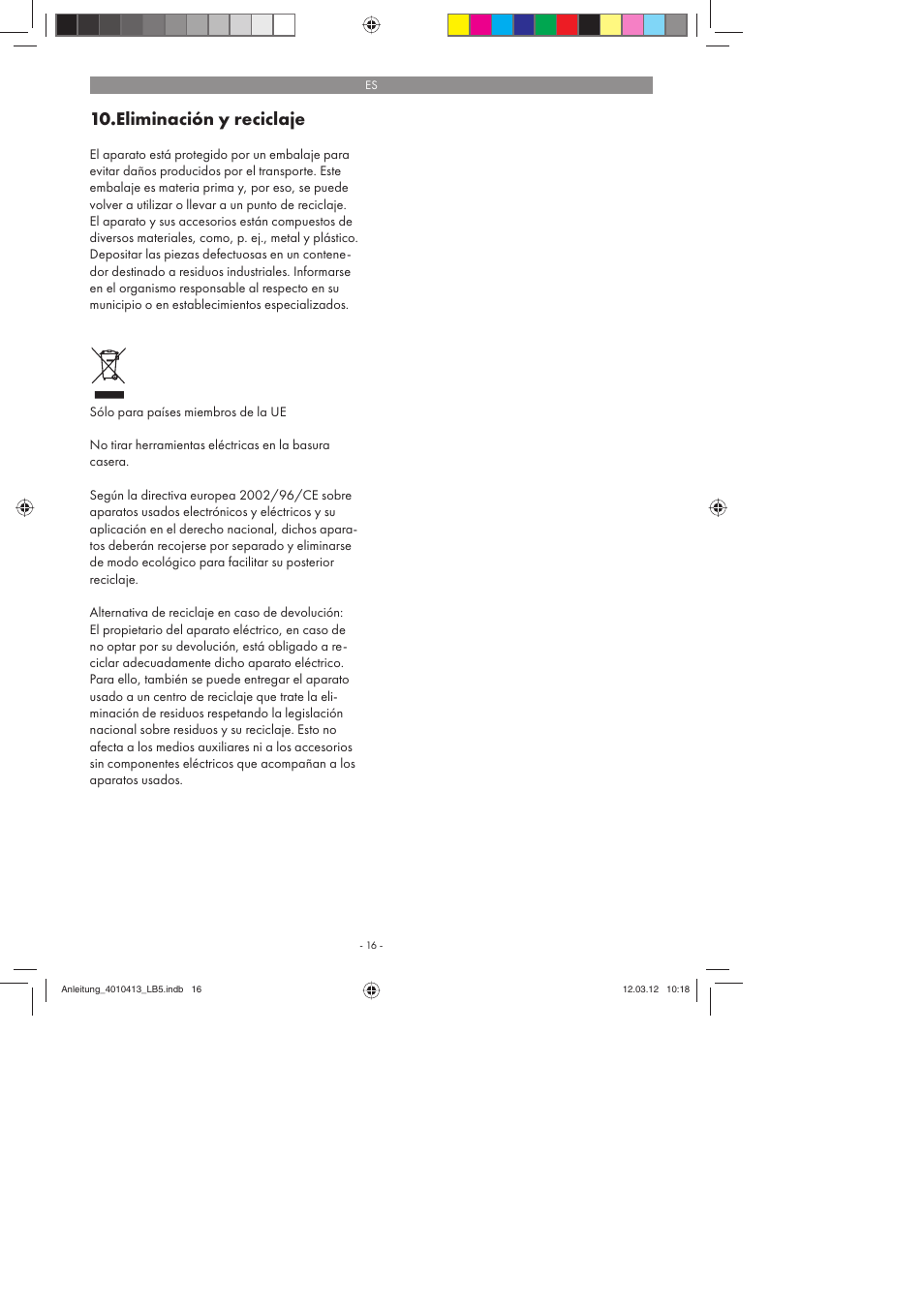 Eliminación y reciclaje | Parkside PKO 400 A1 User Manual | Page 16 / 78