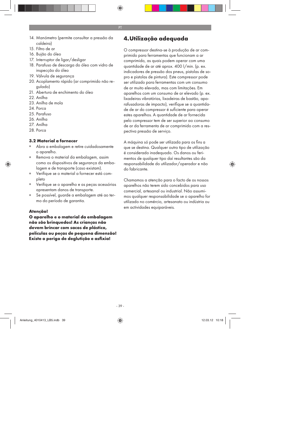 Utilização adequada | Parkside PKO 400 A1 User Manual | Page 39 / 78