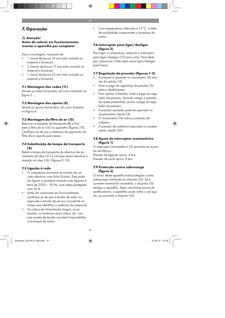 Operação | Parkside PKO 400 A1 User Manual | Page 41 / 78