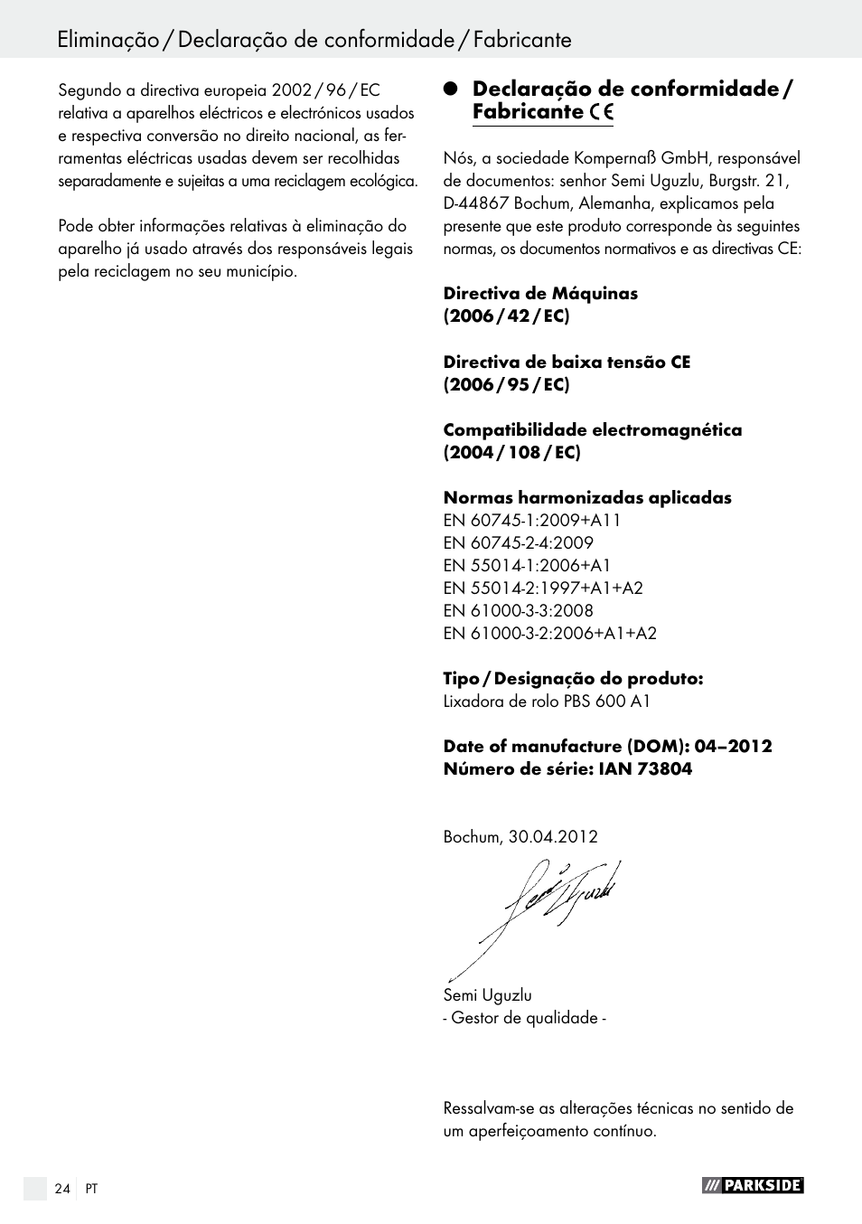Parkside PBS 600 A1 User Manual | Page 24 / 45