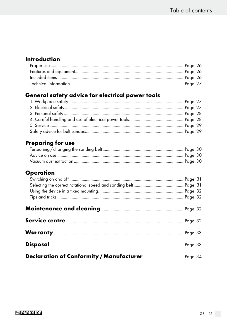 Parkside PBS 600 A1 User Manual | Page 25 / 45