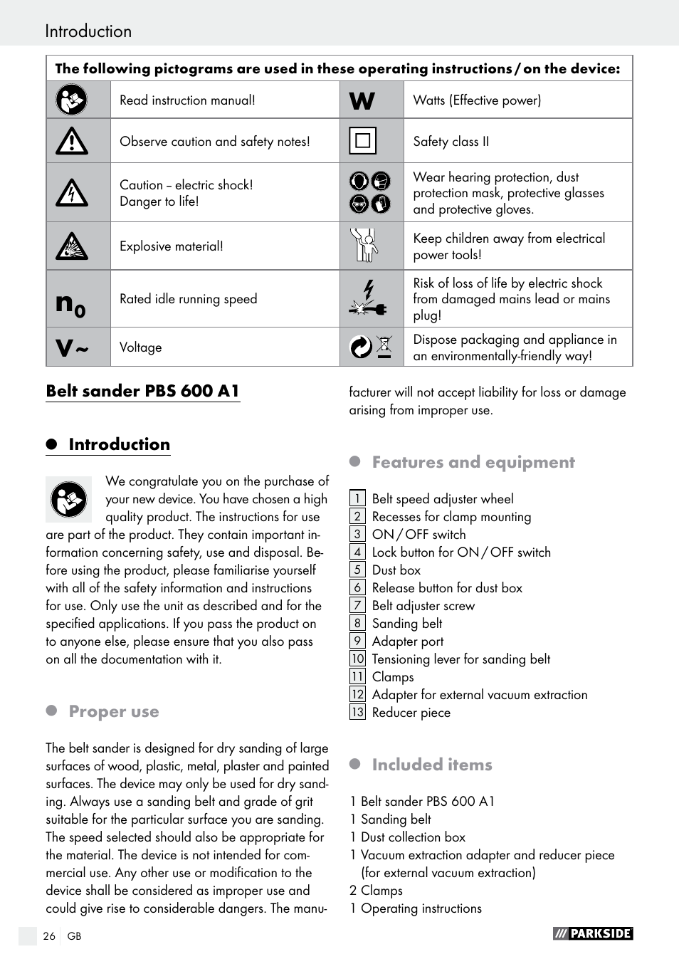 Parkside PBS 600 A1 User Manual | Page 26 / 45