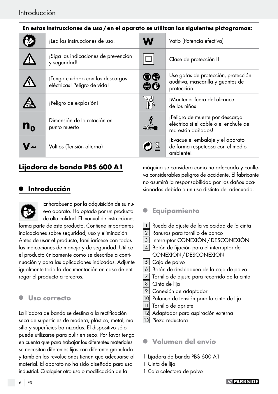 Parkside PBS 600 A1 User Manual | Page 6 / 45