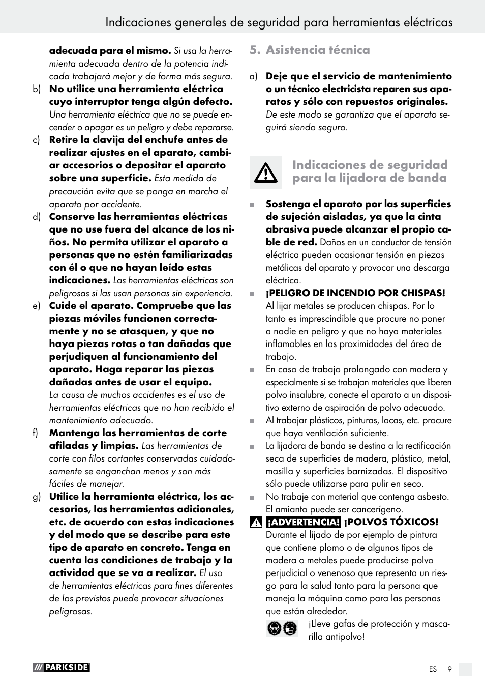 Asistencia técnica | Parkside PBS 600 A1 User Manual | Page 9 / 45