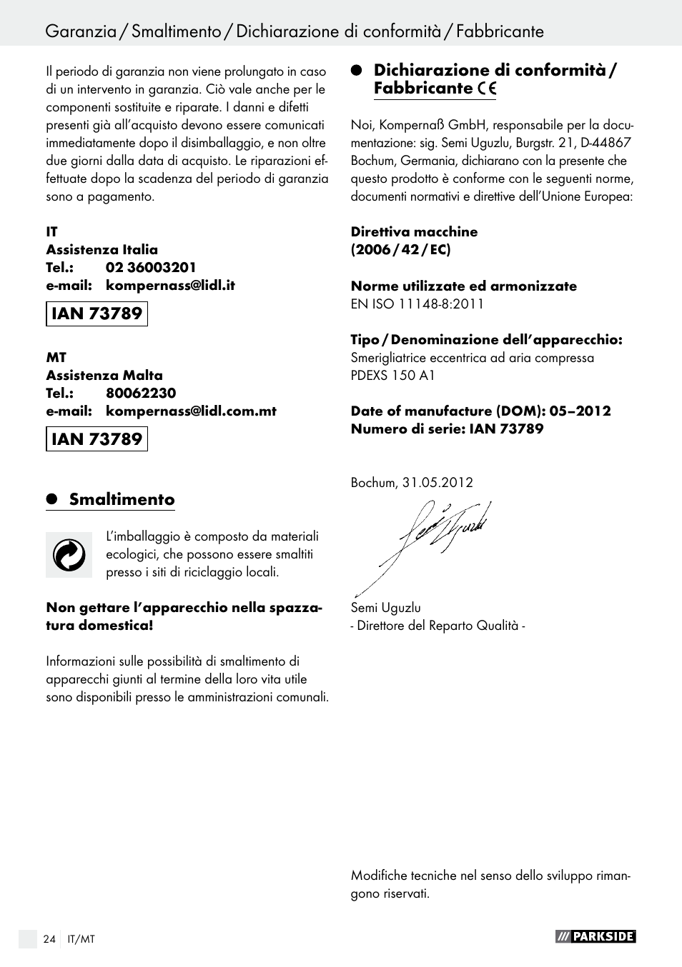 Índice | Parkside PDEXS 150 A1 User Manual | Page 24 / 56