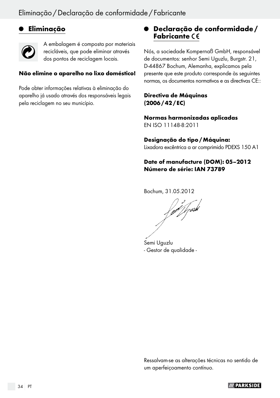 Parkside PDEXS 150 A1 User Manual | Page 34 / 56