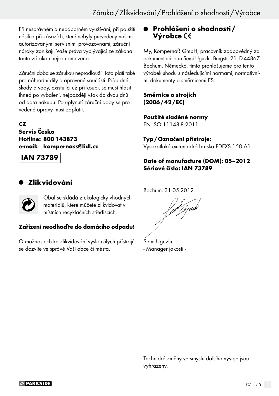 Parkside PDEXS 150 A1 User Manual | Page 55 / 78
