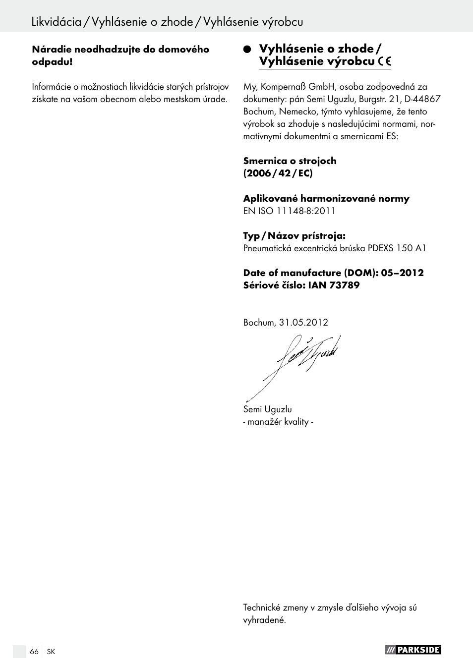 Parkside PDEXS 150 A1 User Manual | Page 66 / 78