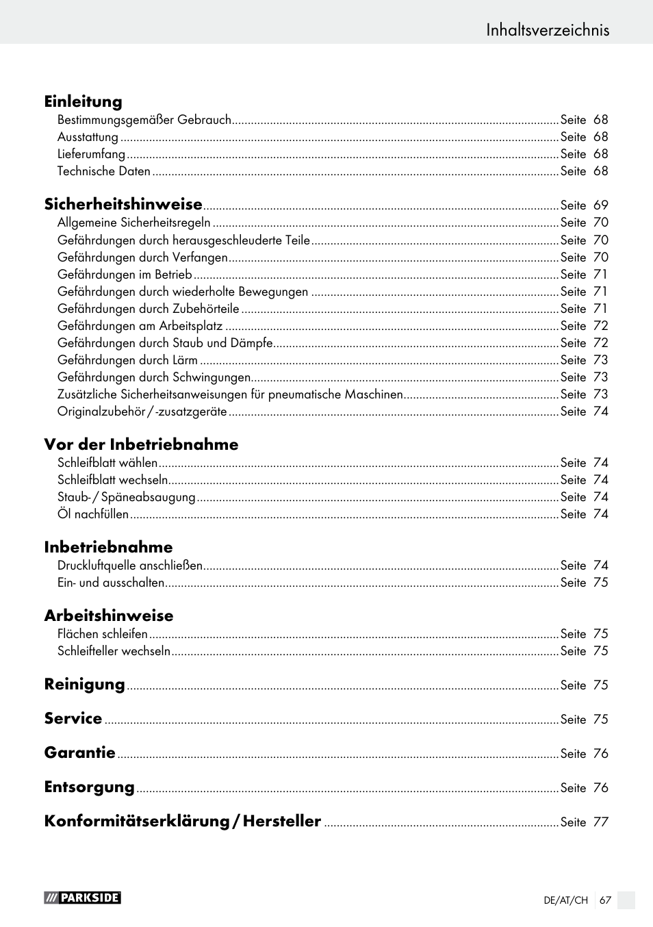 Parkside PDEXS 150 A1 User Manual | Page 67 / 78