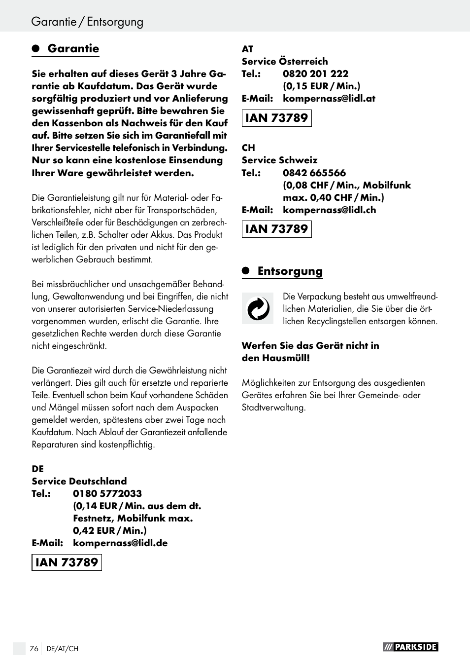 Parkside PDEXS 150 A1 User Manual | Page 76 / 78