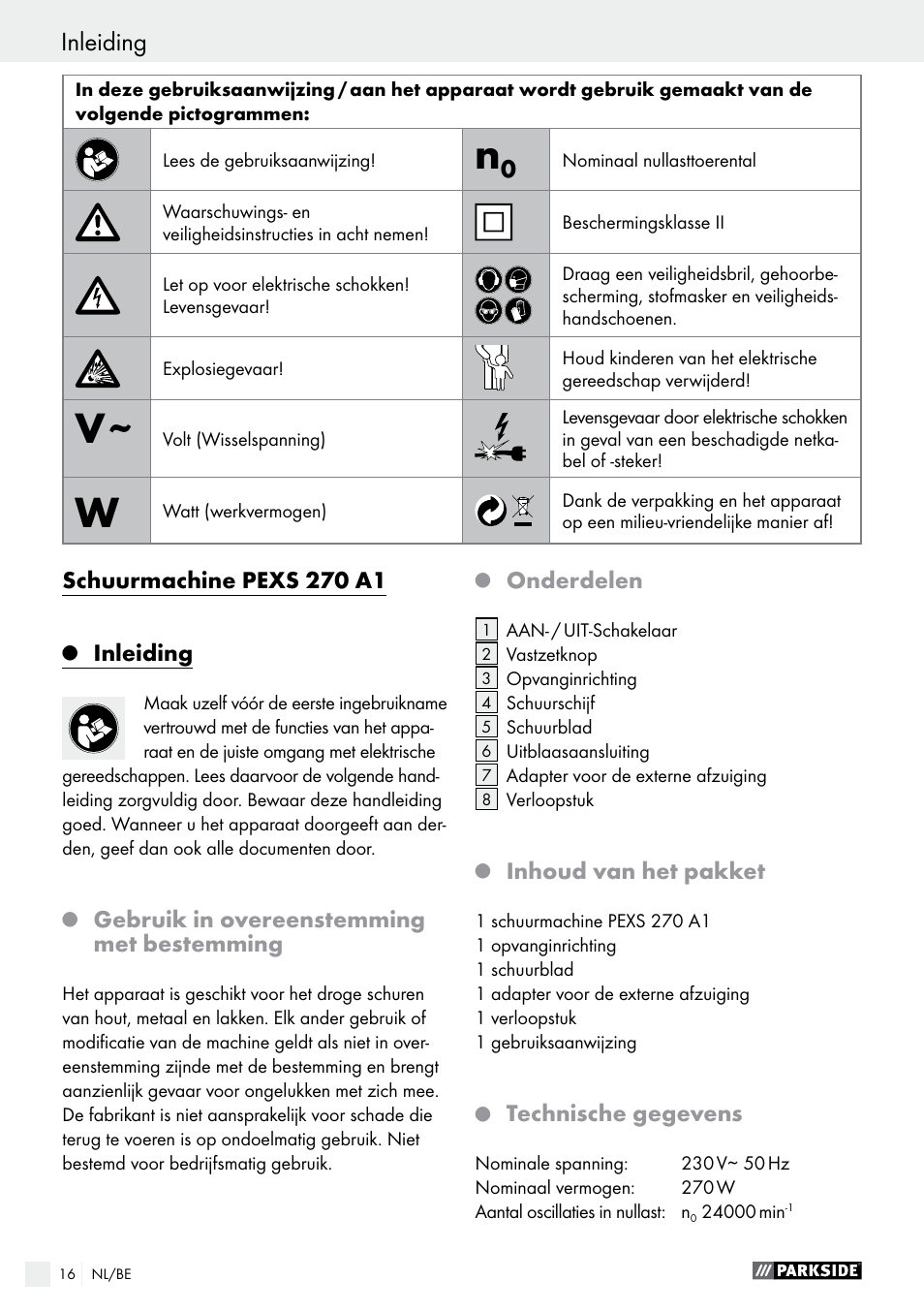 Parkside PEXS 270 A1 User Manual | Page 16 / 43