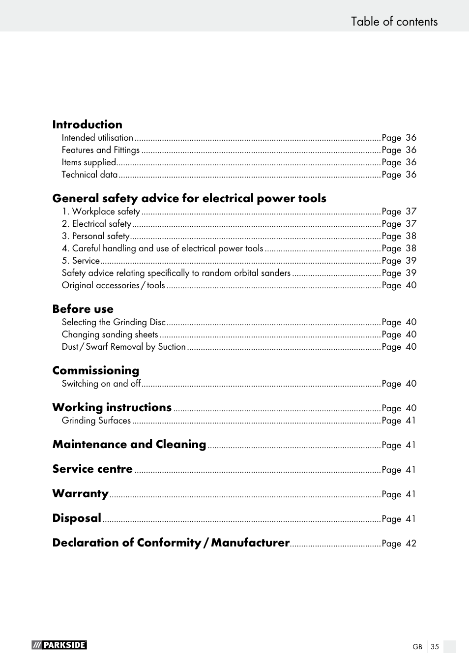 Parkside PEXS 270 A1 User Manual | Page 35 / 43