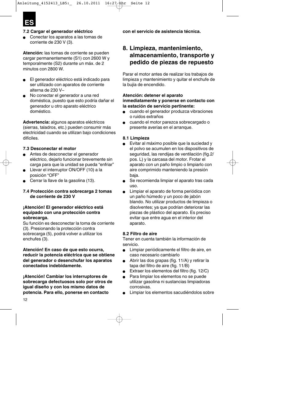 Parkside PSE 2800 A1 User Manual | Page 12 / 68