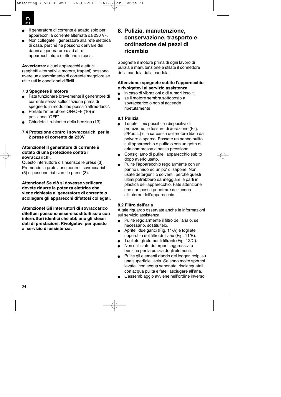 Parkside PSE 2800 A1 User Manual | Page 24 / 68
