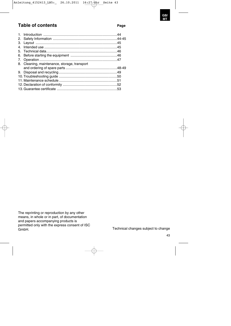 Parkside PSE 2800 A1 User Manual | Page 43 / 68