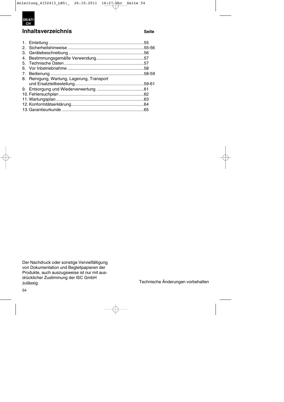 Parkside PSE 2800 A1 User Manual | Page 54 / 68