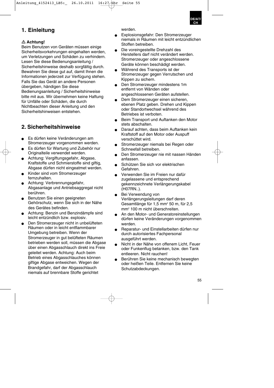 Einleitung, Sicherheitshinweise | Parkside PSE 2800 A1 User Manual | Page 55 / 68