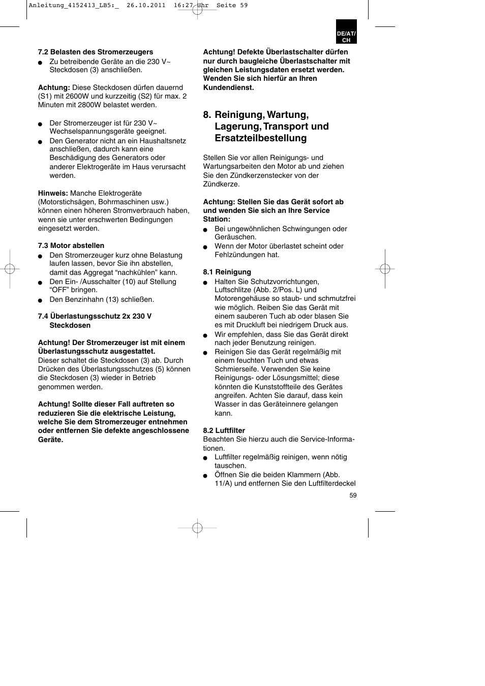 Parkside PSE 2800 A1 User Manual | Page 59 / 68