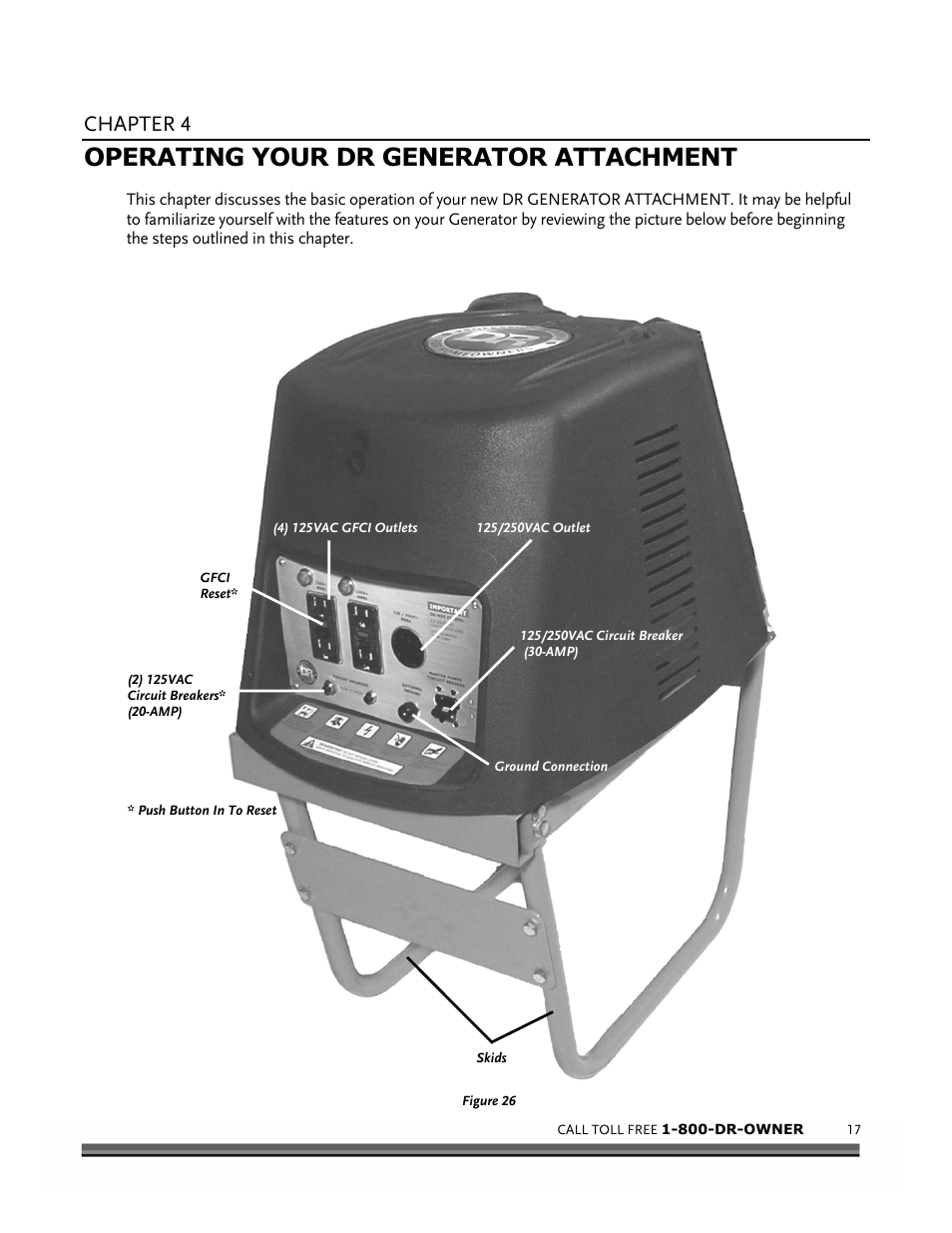 Operating your dr generator attachment, Chapter 4 | Country Home Products DR ALL-TERRAIN FIELD and BRUSH MOWER User Manual | Page 21 / 40