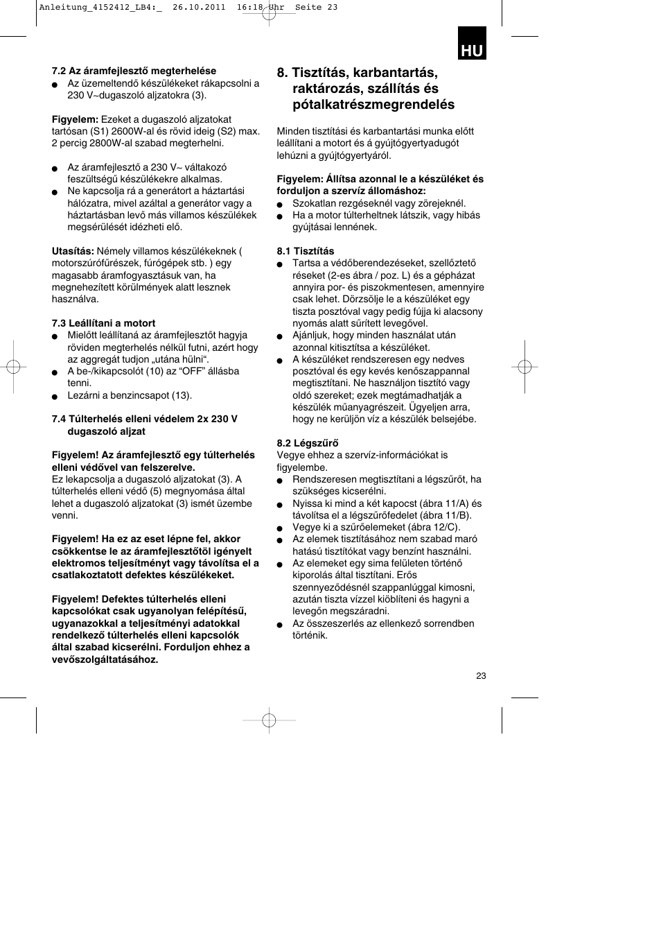 Parkside PSE 2800 A1 User Manual | Page 23 / 88