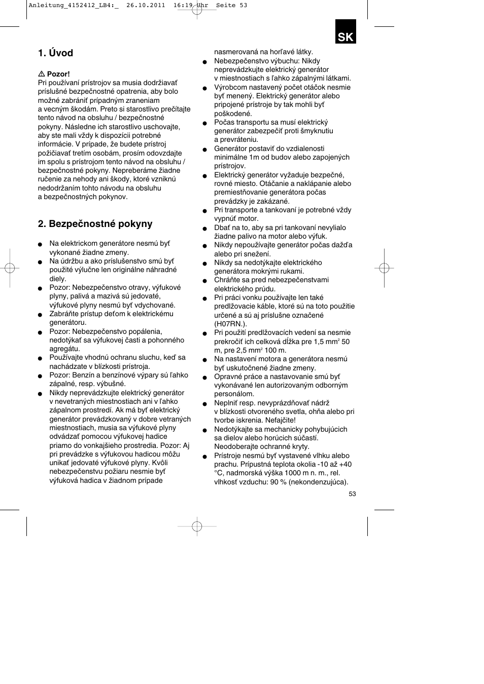 Úvod, Bezpečnostné pokyny | Parkside PSE 2800 A1 User Manual | Page 53 / 88