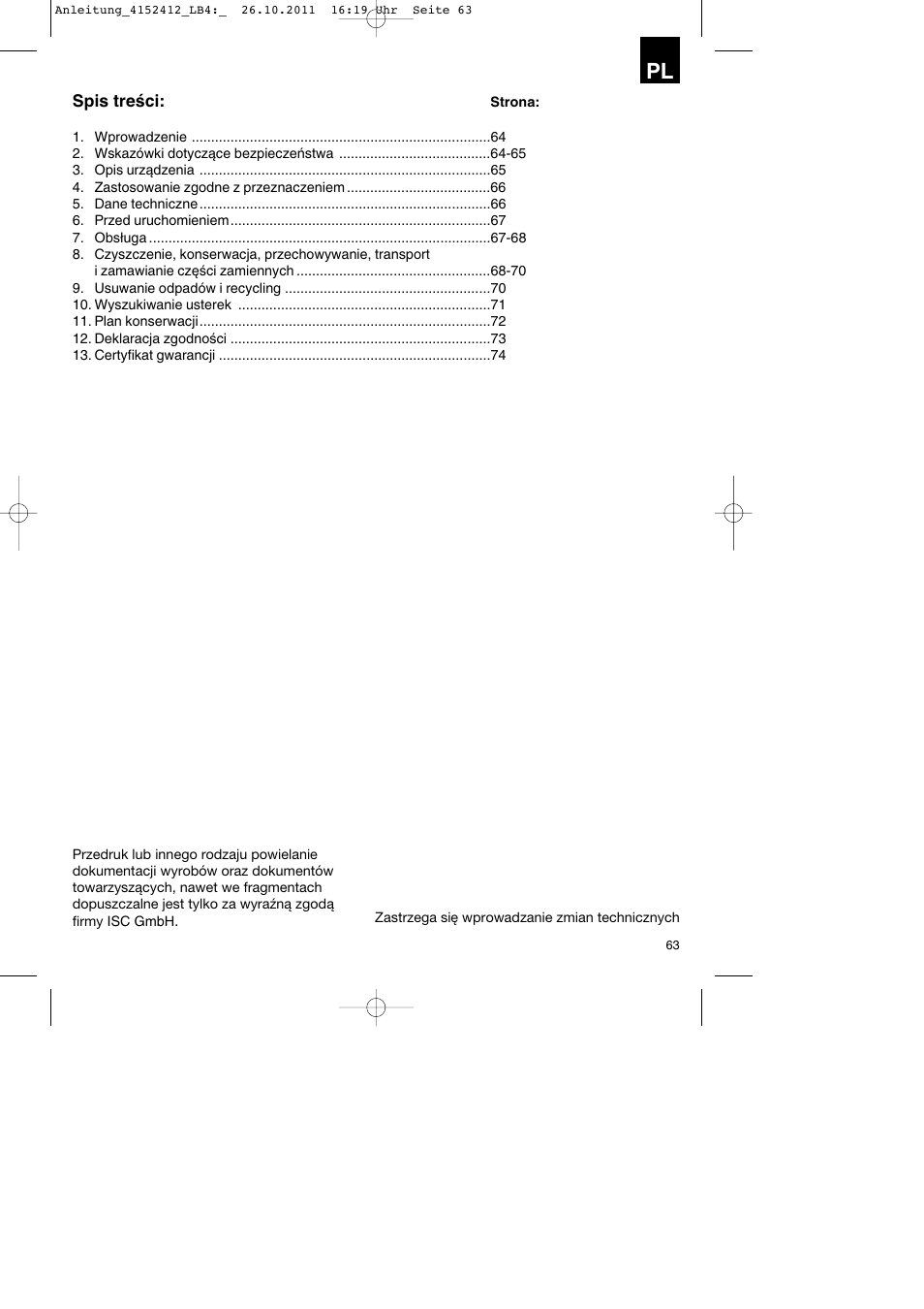 Parkside PSE 2800 A1 User Manual | Page 63 / 88