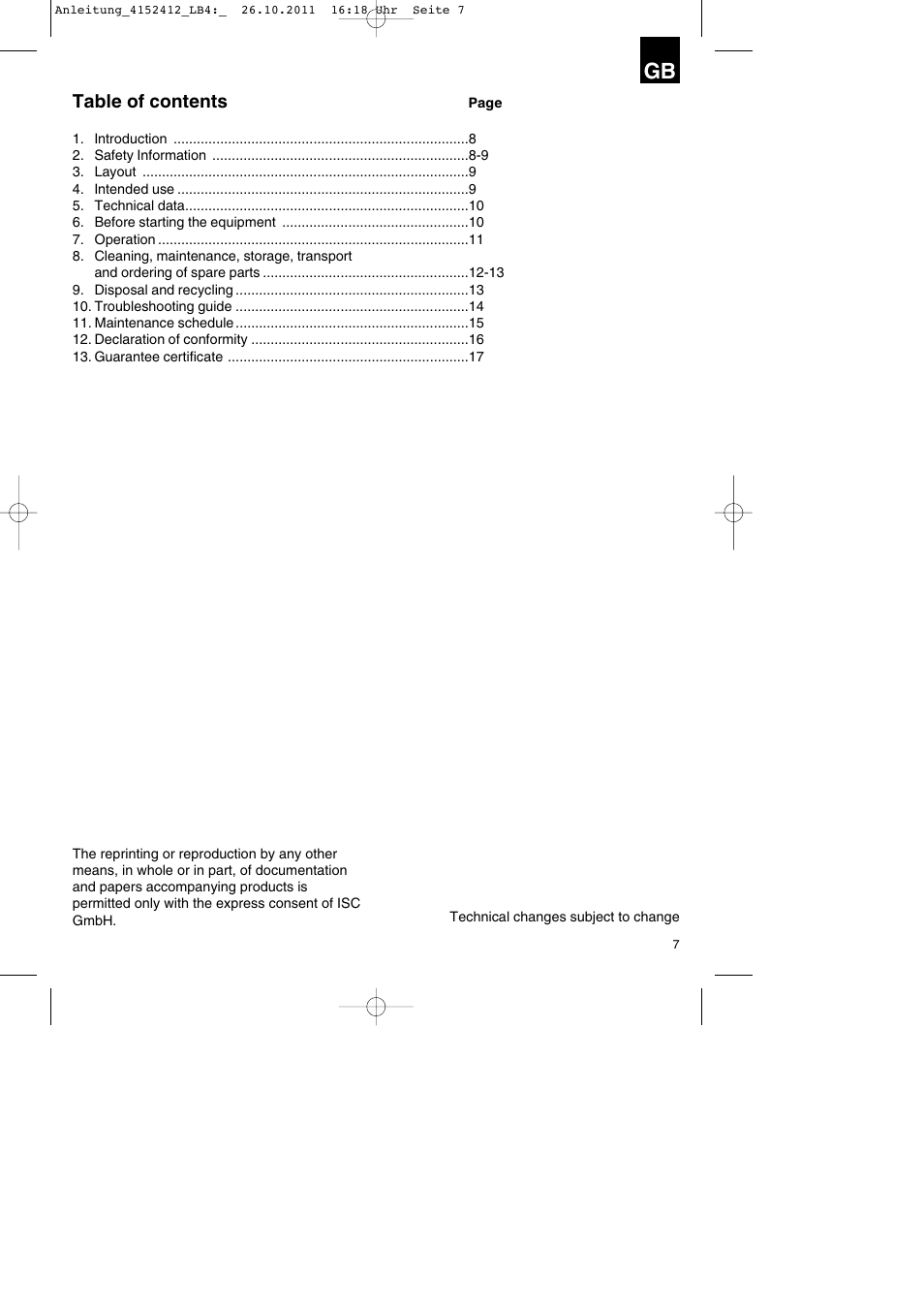 Parkside PSE 2800 A1 User Manual | Page 7 / 88