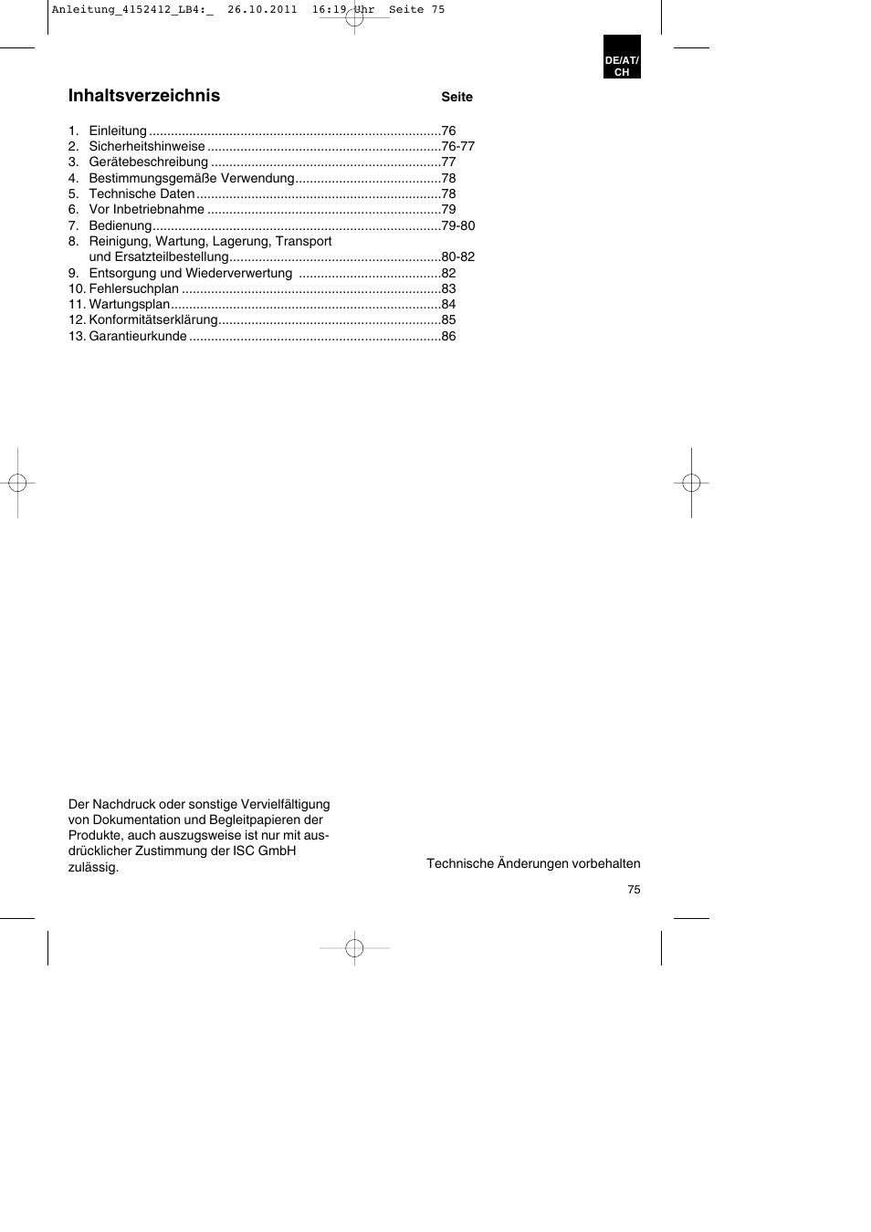 Parkside PSE 2800 A1 User Manual | Page 75 / 88