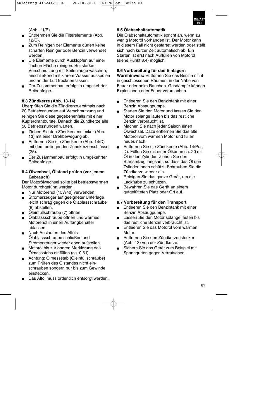Parkside PSE 2800 A1 User Manual | Page 81 / 88