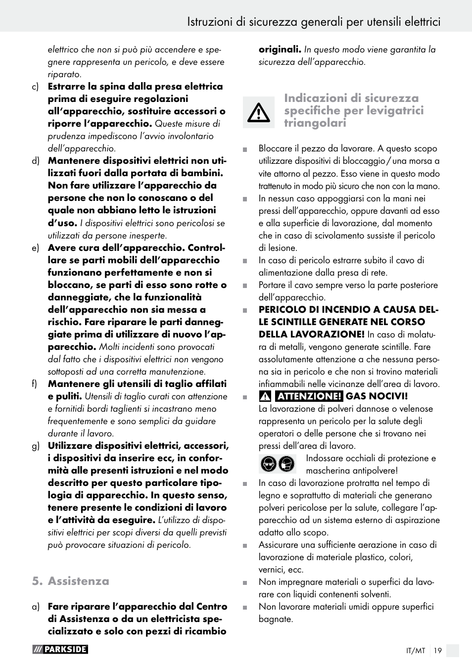 Assistenza | Parkside PDS 290 A1 User Manual | Page 19 / 52