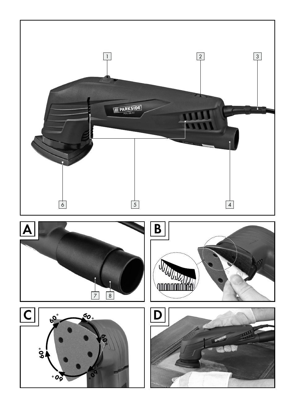 Ab c d | Parkside PDS 290 A1 User Manual | Page 3 / 52