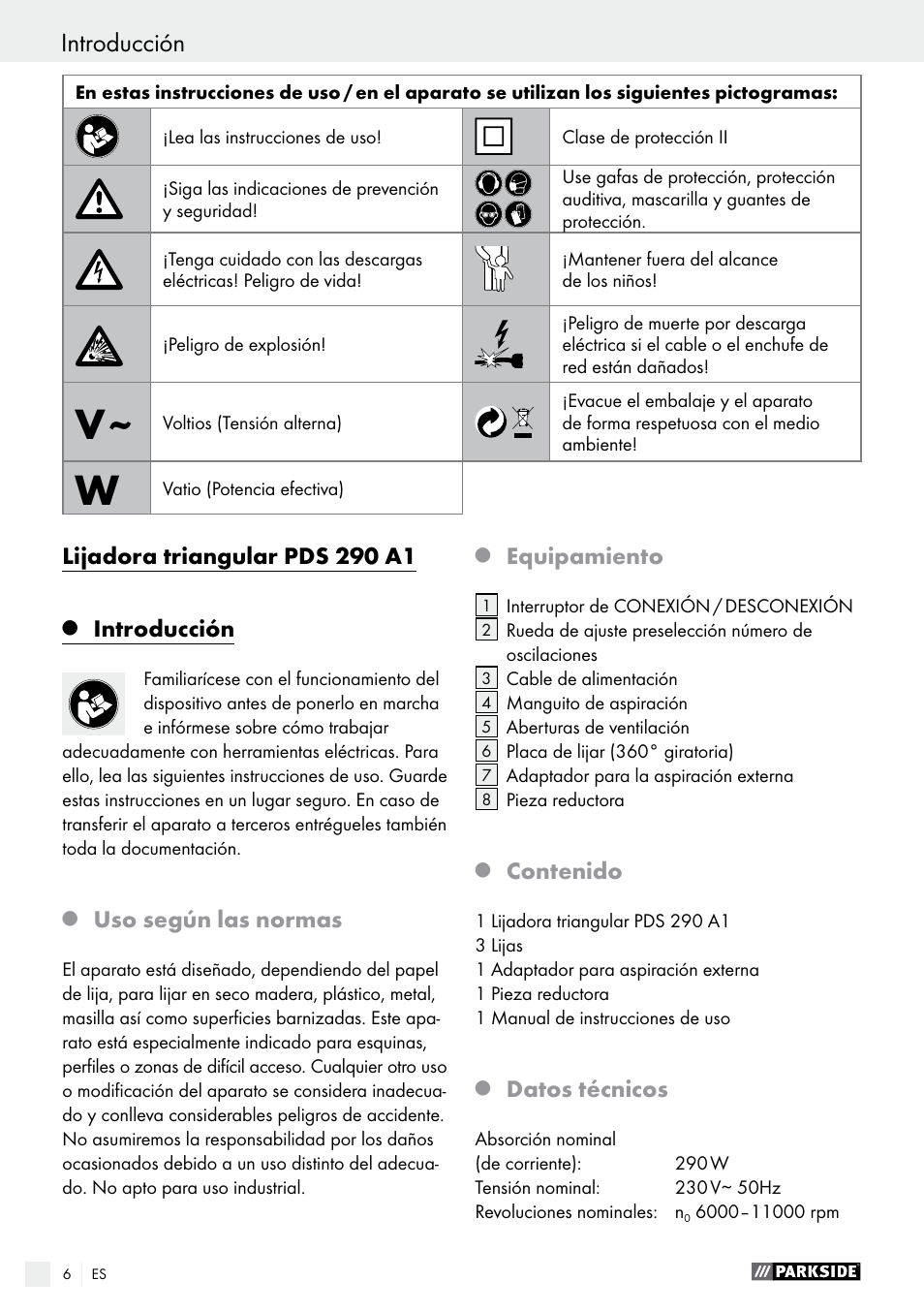 Parkside PDS 290 A1 User Manual | Page 6 / 52