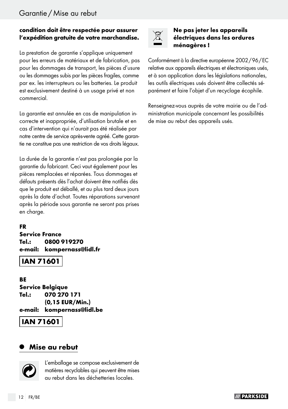 Parkside PDS 290 A1 User Manual | Page 12 / 43