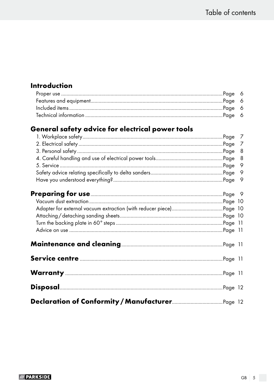 Parkside PDS 290 A1 User Manual | Page 5 / 48