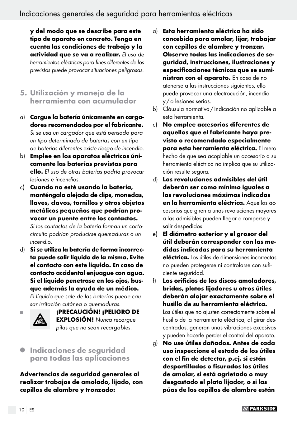 Parkside PFBS 9.6 A1 User Manual | Page 10 / 75